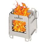 Lixada Lightweight Folding Pocket Wood Burning Stove Portable Stainless Steel Tiny Camping Stove & Backpacking Stove for Outdoor Camping Backpacking BBQ Hiking Picnic,Cooking-Compact Design