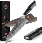 XINZUO Damascus Steel Chef Knife, 8.5 inch Kiritsuke Kitchen Knife Professional Forged Gyuto Cooking Knife, Military Grade G10 Handle with Magnetic Sheath -Feng Series
