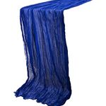 Time to Sparkle Cheesecloth Table Runner 90X400CM Vintage Gauze Romantic Table Runner for Wedding Bridal Shower Birthday Party Table Decor Royal Blue