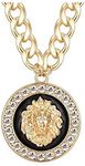 Women's Basketball Wives Style Gold-Plated Lion Head Pedant Necklace Hip Hop Statement Chunky Chain Choker Animal Necklace