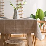 Striped Cotton Linen Tablecloth/Table Cover with Tassel Coffee Grid Rectangle/Oblong 55 X 55 in