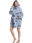 Blanket Hoodie for Women Men Oodie Adult Cozy Warm Wearable Blanket Comfy Sherpa Oversized Hoodie Blanket Sweater with Pocket Adult Big Ears Dog One Size Fits All