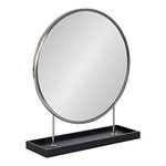 Kate and Laurel Maxfield Round Tabletop Mirror, 18x22, Silver/Black