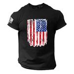 OCCOKO 3D Printed Casual Men's T-Shirt with American Flag Logo Custom Football Shirts, Black, XXL