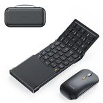 Foldable Compact Keyboard and Mouse, ProtoArc XKM01 Mini Folding Portable Bluetooth Keyboard Mouse Set, Pocket-Sized Travel Keyboard for iPad iPhone Mac Android Windows iOS, Sync Up to 3 Devices