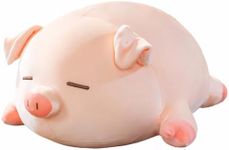 CHDGIOHA Pig Stuffed Animal Plush Pillow - 15.7'' Kawaii Soft Pig Hugging Pillow, Adorable Cuddle Plush Toy, for Kids, Girlfriend, or Adults, Perfect for Christmas and Birthdays (Squint, 15.7in)