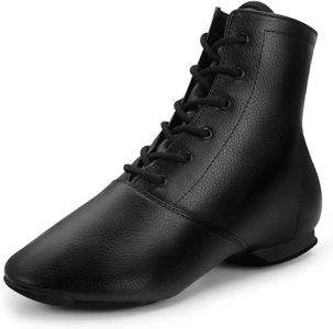 lalaball Jazz Boots Dance Shoes Split Sole Jazz Shoes Leather Dancing Shoes for Men Women,10.5 US Black