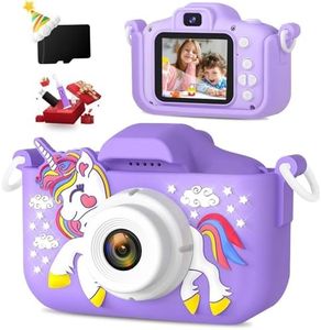 Varonix Kids Camera for Boys and Girls 3 4 5 6 7 8 9 10 11 12 Years Old 1080P HD Digital Video Camera Birthday for Toddler Selfie Camera with Cartoon Soft Silicone Cover 32GB SD Card