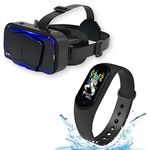 Drumstone ππ¨π¦ππ¨ C155 VR 3D 4.7-7.2 inch Headset Compatible with iPhone & Android with Bluetooth 5.0 Smart Bracelet Heart Rate Monitor Fitness Band ππ πππππ ππππππππ