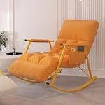 LOERSS Upholstered Glider,Nursery Rocking Chair,Gliding Recliner,Rocking Chair Indoor,Padded Seat,High Backrest Armchair,Chair With Footrest,for Nursery,Bedroom,Living Room(orange)