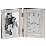 Bulova B1275 Forte II Picture Frame Clock, Brushed Aluminum