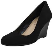 Jessica Simpson Women's Sampson Wedge Pump, Black Suede, 7