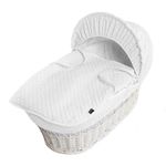 Baby REX® New White Dimple Moses Basket Covers 4 Piece Bedding Set Only Inc Quilt,Skirt,Hood & Sheet