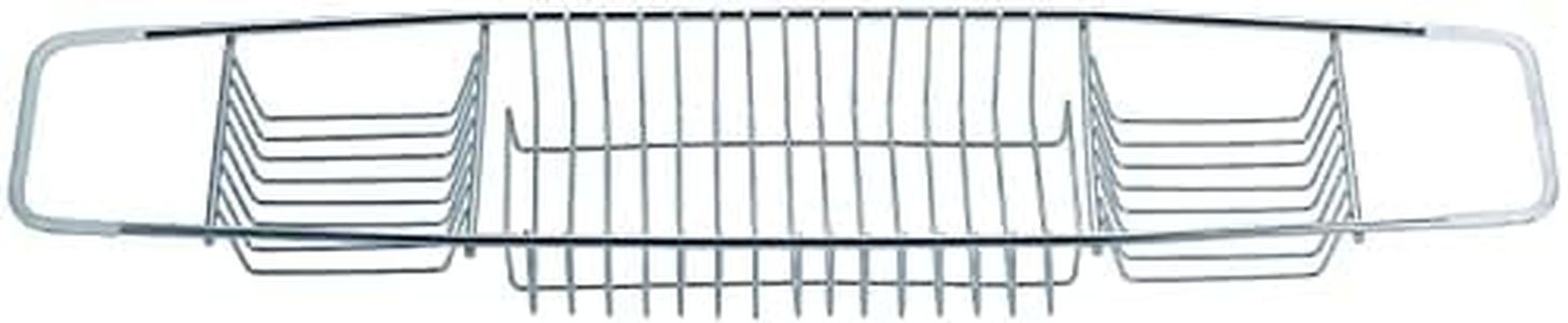 3 Compartment Rust Free Over Bath Tub Rack Shower Caddy BathTub Organiser Tray Bath Caddy Bridge (Silver Stainless Steel)