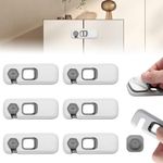 Bateya 6 Pack Childproof Refrigerator Lock Freezer Locks for Children, Child Safety Cupboard Lock for Toddlers Self-Adhesive Refrigerator Door Lock for Kitchen (Grey)