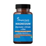 Simply earth Magnesium - Magnesium Glycinate, Citrate, Oxide & added Zinc | Supports Muscle, Nerve Functions & Healthy Bones - 240 Tablets