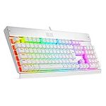 EagleTec KG010 Pro Mechanical Keyboard RGB LED Backlit with Brown Switches Wired 104 Keys for Windows PC Gaming and Office, UK QWERTY (White)