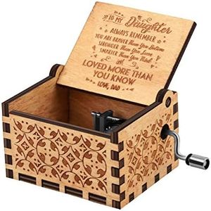 You are My Sunshine Music Box Wood,Laser Engraved Vintage Wooden Sunshine Musical Box Gifts for Birthday/Christmas/Valentine's Day (Dad to Daughter)