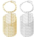 20pcs Chain Bracelets Kit Including 10pcs Gold Chain Bracelets and 10pcs Silver Chain Bracelets Stainless Steel Link with OT Toggle Clasps for Women Girls Jewelry Findings Bracelet Making (Gold & Silver)