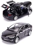 FEXXA 1:32 Scale Exclusive Alloy Metal Pull Back Die-cast Car Model with Sound Light Mini Auto Toy for Kids Metal Model Toy Car with Sound and Light? (TESLA -X90 - BLACK)