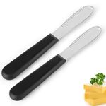 Palmcee Butter Knife Spreader, 2pack Stainless Steel Butter Knife 3-in-1 Multi-Function Butter Curler & Spreader with Non-Slip Handle, Butter Knife Easy Spread for Butter Cheese Jams Jell