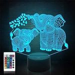 Elephant Night Light for Kids, FULLOSUN Animal 3D Illusion Optical Bedside Led Lamp with Remote Control 16 Colors Changing Room Decor Idea Lovely Birthday Christmas Gift for Child Babys Toddles