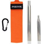 PSKOOK Pocket Bellows 2 Size Pack Collapsible Stainless Steel Pipe Builds Campfire Tool with Poly Carrying Bag