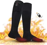 Dr.Warm Wireless Heated Socks, Remote Control 3000mAh 7.4V Rechargeable Battery Heating Sock, Thermal Ski Socks for Cold Winter Men Women Kids (Large, Black)