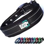 Black Rhino Dog Collar - Heavy-Duty Adjustable and Reflective Waterproof Dog Collars - Soft Neoprene Padded Dog Collar Suitable for All Breeds - Ideal Fit for Active Dogs - Large, Black