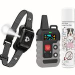 Citronella Dog Training Collar with Remote, 4 Modes Beep/Vibration/Spray/Spray Enhancement, Humane Dog Bark Collar, Safe Compact Easy IPX6, Rechargeable Spray Collar, 330Yard, Can't Work Automatically