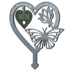 Memorial Plaque Heart Shaped Butterfly Ornament, Weatherproof Inserted Garden Stakes Yard Sign,Your Wing Were Ready, But Our Heart Were Not for Mom, Dad, Best Friend, Husband, Memorial Gift (Mum)