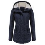 YYNUDA Womens Winter Coats Waterproof Fleece Lined Parka Coat Winter Outdoor Hooded Jacket Dark Blue 3XL