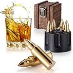 Eligara Whiskey Stones Set - Wooden Crate (6 pcs), Stainless Steel Ice Cubes Cooling Whisky Rocks - Scotch Gifts for Him Dad Boyfriend Husband