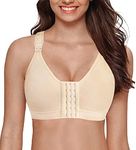 YIANNA Post Surgery Bra Front Fastening Sports Bras Post Surgical Mastectomy Bralettes for Women Beige, 128 Size S