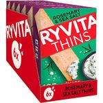 Ryvita Multi Seed Thins, Wheat & Rye Flatbread Topped With Rosemary & Sea Salt, British Baked, No Artificial Preservatives & High In Fibre 125g (Imported) (UK) (Rosemary & Sea Salt)