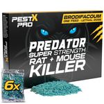 Pest X Pro Predator Rat Poisoning Super Strength - 6 Pack - Powerful Single Feed Rat Killer & Mouse Poison - Brodifacoum in Easy To Use Sachets - Indoor & Outdoor Rodent Control