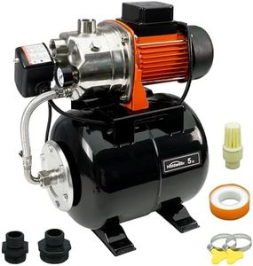 HoldwellS 115V Shallow Well Jet Pump with 5 Gallon Pressure Tank 1320 GPH Stainless Steel Automatic Water Booster Pump with Pressure Switch & Gauge, 164ft Max Head, 1.5HP Home Irrigation System