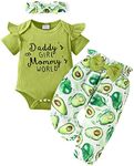 Newborn Baby Girl Avocado Outfit Ruffle Romper Avocado Pants Infant Fruit Clothes Summer Fall Clothing Set