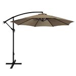 LIVINGbasics 10Ft Patio Umbrella, Outdoor Banana Shape SunShade Market Umbrella with W/Cross Base (TAN)