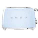 Smeg TSF03PBUK 4 Slice Toaster, Extra Wide Slots, 3 pre set programmes, Pastel Blue