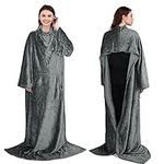 Fleece Wearable Blanket with Sleeve