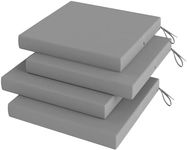 Capslpad 4 Pack Outdoor Waterproof Cushions Thick 5cm Non-Slip Garden Patio Chair Seat Pads With Ties Water Resistant Rattan Garden Chair Cushions for Indoor Outdoor Dining Chairs (40x40cmx5cm,Grey)