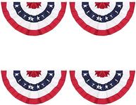 Rtudan American Pleated Fan Flag,3 X1.5 Ft USA Patriotic Flag Bunting Half Fan Banner Decoration Indoor/Outdoor(Set of 4)