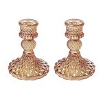 2pcs Candlestick Holders, Taper Candle Holders Glass, Candle Pillar Stands for Table Mantel Wedding Housewarming Gift Home Decoration (Gold 2pcs)