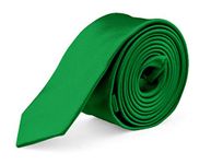 Moda Di Raza MDR Solid Satin Tie | Skinny Necktie for Men | Solid Color Slim Neck Tie | For Wedding Office Graduation Uniform, Kellygreen, X-Small