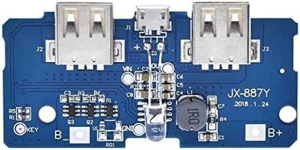 REES52 3.7V Turn 5V 2A Boost Step Up Module Dual USB Charging Circuit Board PCB Board with Led Light for 18650 Lithium Battery Mobile Power Bank DIY 1 Pack