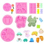 Rolin Roly 6 Pcs Clothes Fondant Moulds Shoe Silicone Mould Cake Chocolate Sweet Moulds DIY Baking Mold for Cake Decorations Polymer Clay Ice Cream Soap Jelly Making