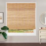 Bamboo Roman Window Shades Blinds, 45W x 84H Inches, Light Filtering UV Protection Roll Up Roller Shades with Valance for Windows, Kitchen, Doors, Porch, Color 11