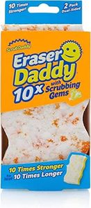 Scrub Daddy Eraser Daddy 10x with Scrubbing Gems - 2 Pack - Dual-Sided Scrubber and Eraser, Lasts 10x Longer - Ergonomic Design, Multi-Surface Use