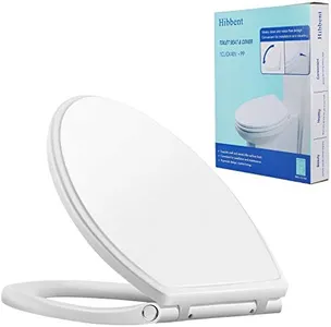 Hibbent Premium Elongated Toilet Seat with Cover Quiet Close, One-Click to Quick Release, Easy Installation Non-Slip Seat Bumpers, Slow Close Toilet Seat and Cover, Easy Cleaning-White Color